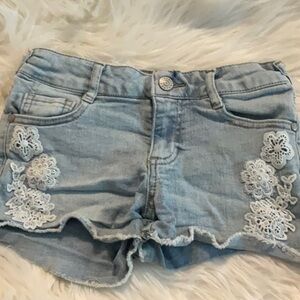 Epic Threads Blue and White Jean Shorts with Lace Trim